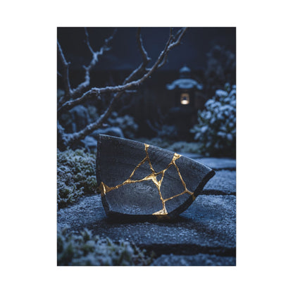 Moonlit Garden Winter Canvas Art | Kintsugi Artful Design
