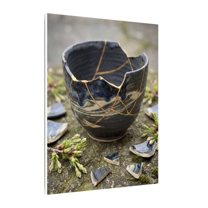 Datsuzoku Ceramic Bowl Canvas Art - Kintsugi Gold Repair
