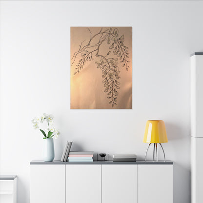 Japandi Wisteria in Candlelight | Minimal Line Canvas Art