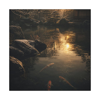 Winter Koi Pond Shadow Zen Canvas Art | Bold Decor
