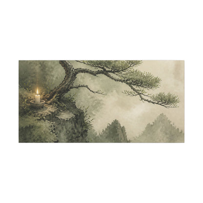Candlelight Pine Tree Canvas Art - Japandi Kanso
