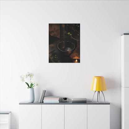 Atmospheric Ceramic Bowl Canvas Art - Shadow Zen Dark Japandi