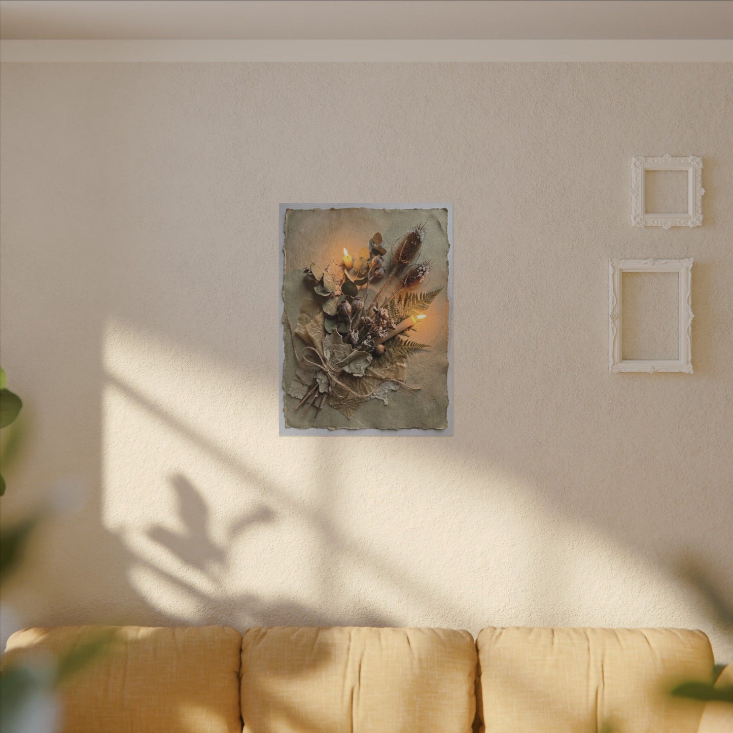 Dried Flowers Texture Canvas Art | Warm Japandi Art