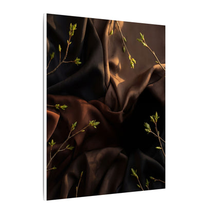 Dark Japandi Silk Drape in Golden Hour | Moody Minimal Canvas Art