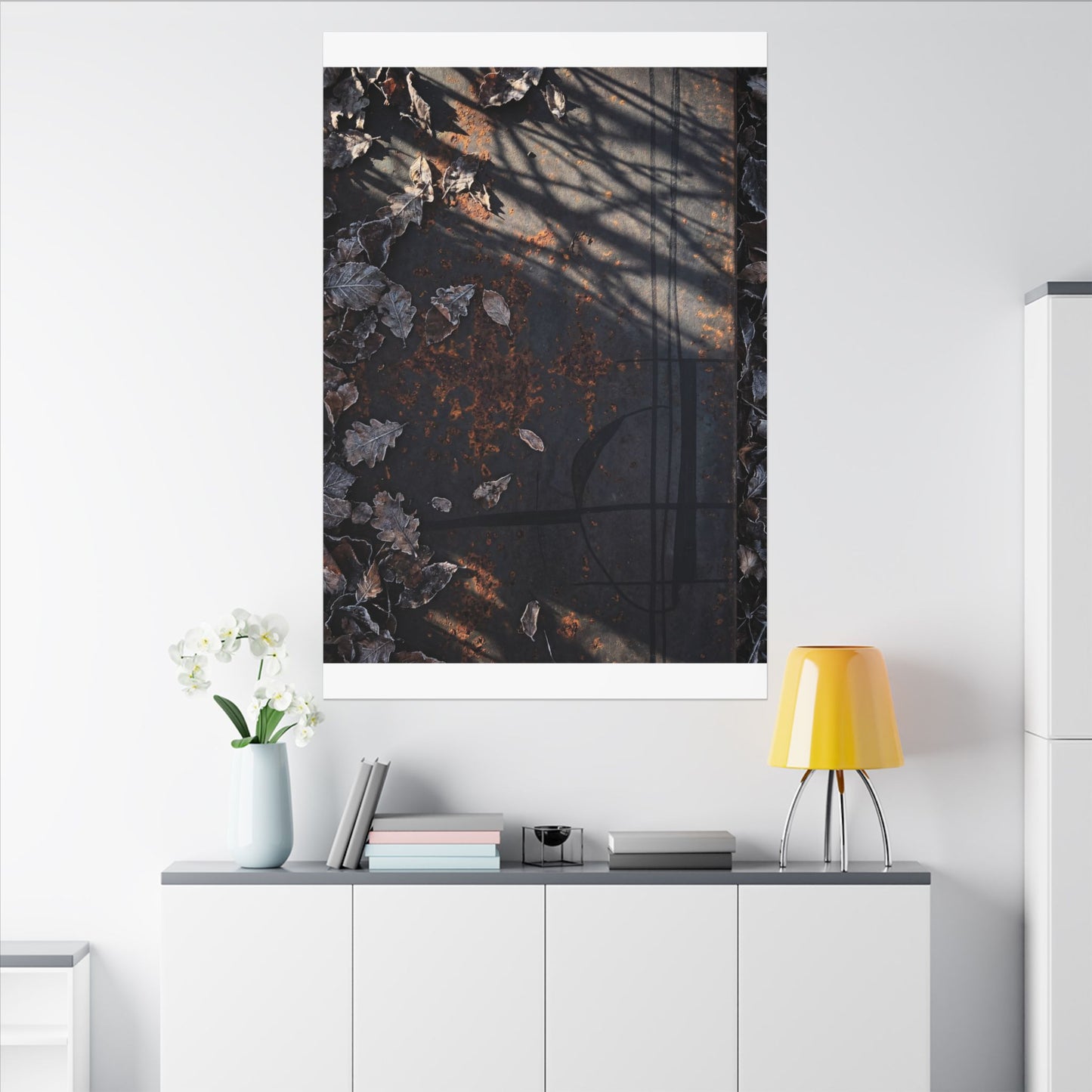 Shibui Rust Patina Canvas Art - Dark Japandi Charcoal Ink