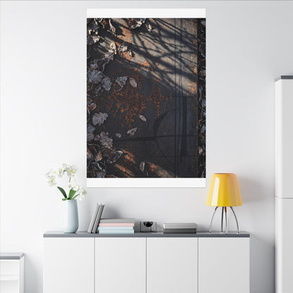 Shibui Rust Patina Canvas Art - Dark Japandi Charcoal Ink