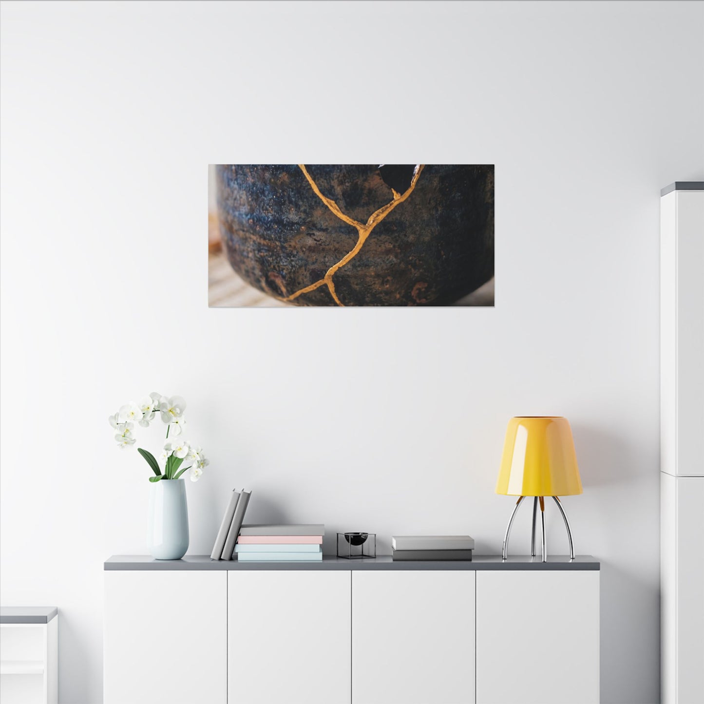 Tea Ceremony Autumn Canvas Art | Kintsugi Healing Design