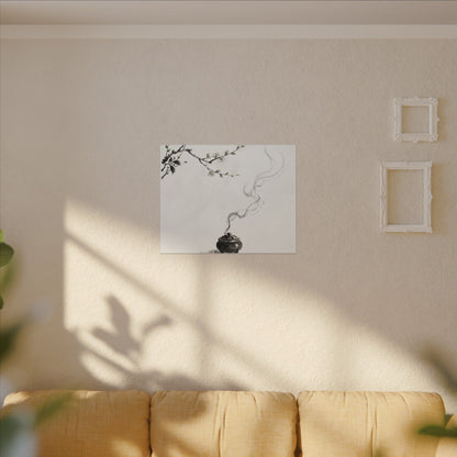 Calm Incense Smoke Canvas Art - Sumi E Zen