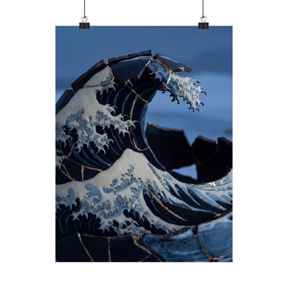 Winter Ocean Wave Gold Repair Wall Art Print | Resilient Decor Art Print