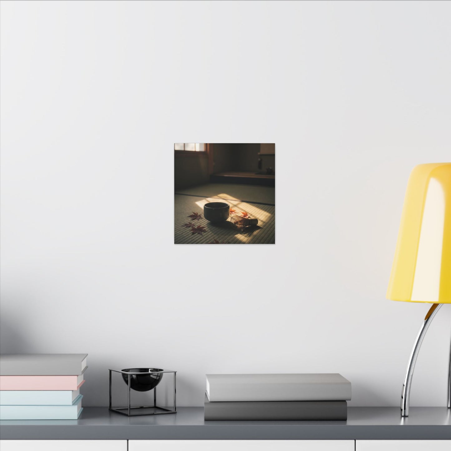 Dark Japandi Tea Ceremony in Golden Hour | Moody Minimal Canvas Art