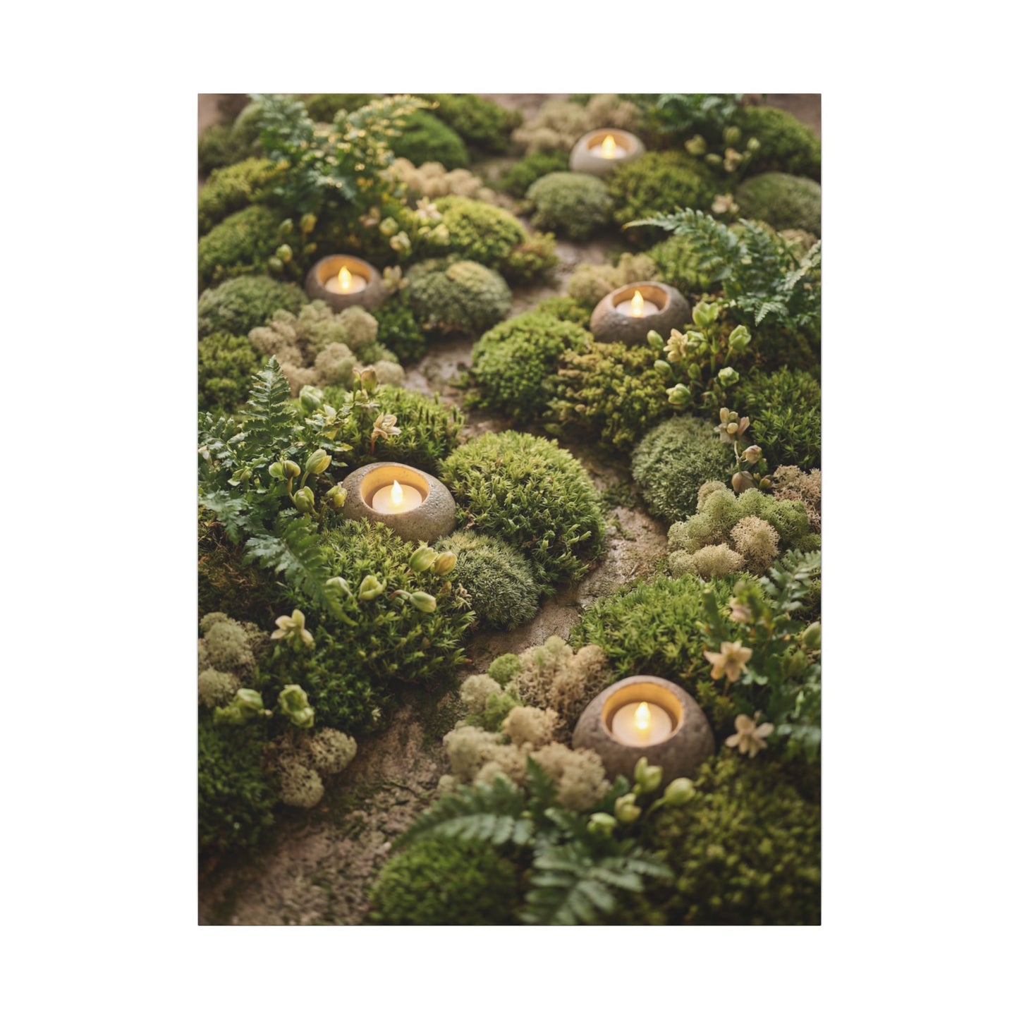 Moss Close Up Japanese Pattern Canvas Art | Neutral Japandi Art