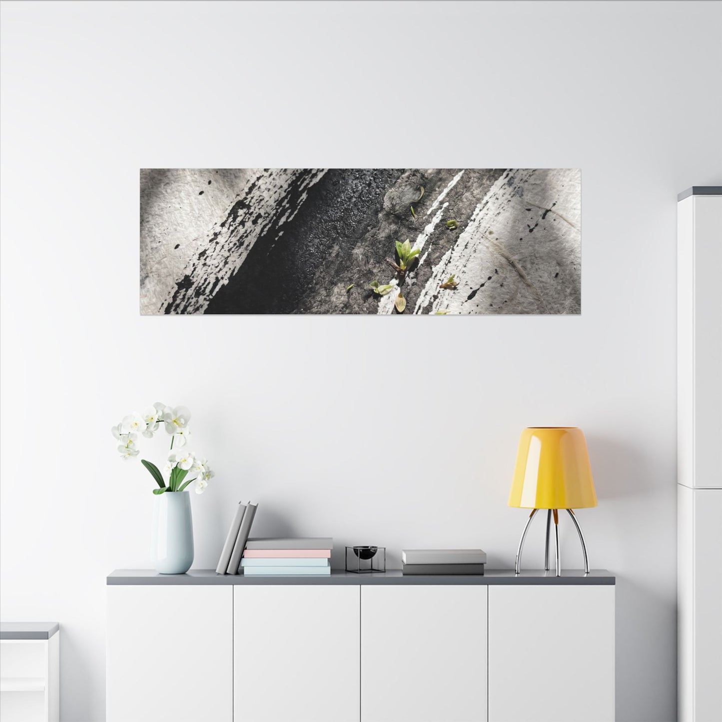 Ink Brushstroke Canvas Art | Spring Dark Japandi Moody Minimal Art