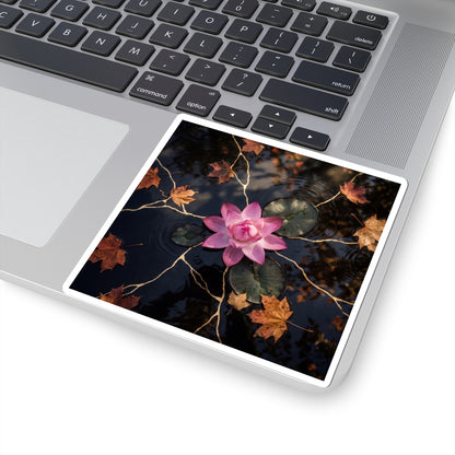 Lotus Flower Autumn Sticker | Kintsugi Beautiful Design