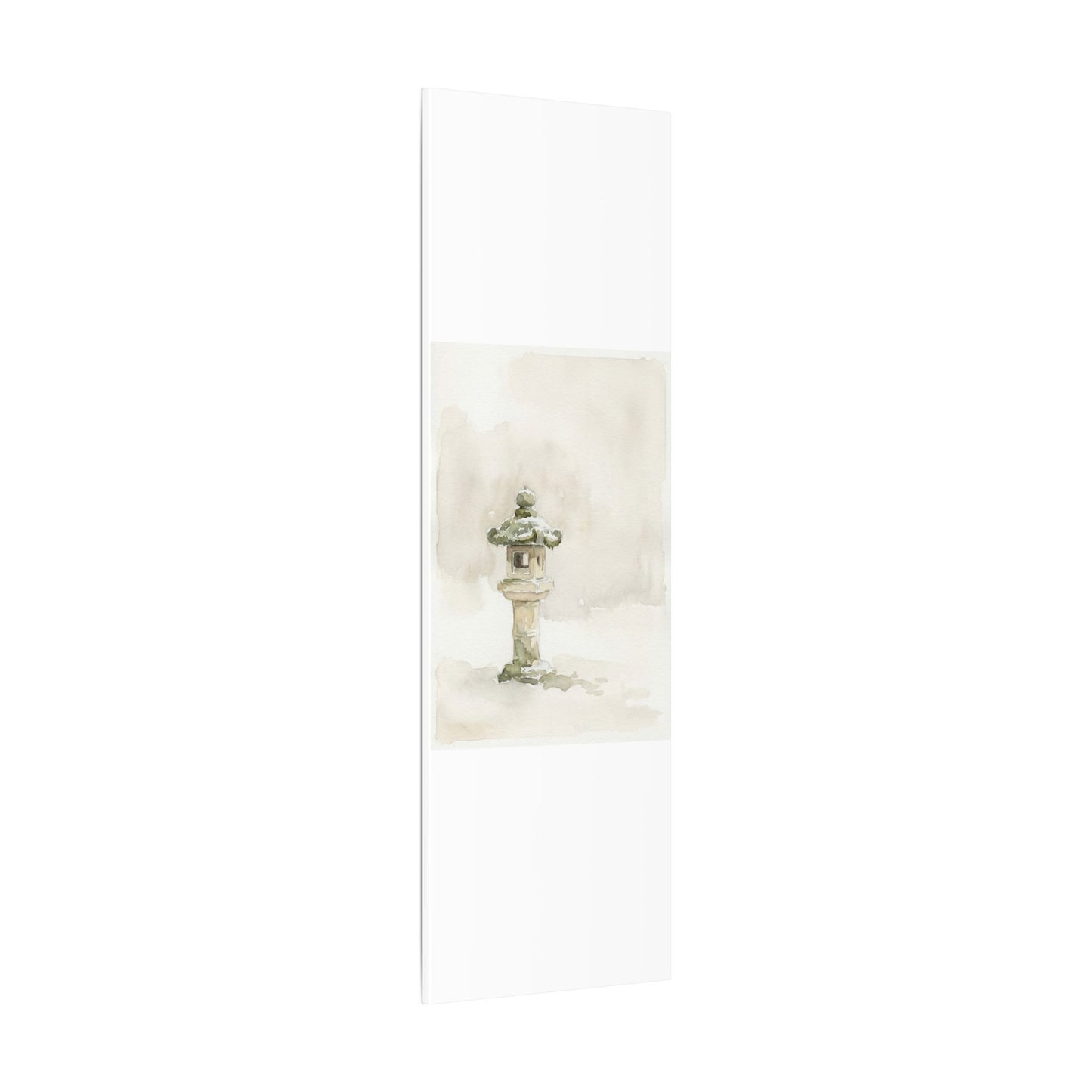 Stone Lantern Winter Canvas Art | Japandi Earthy Design