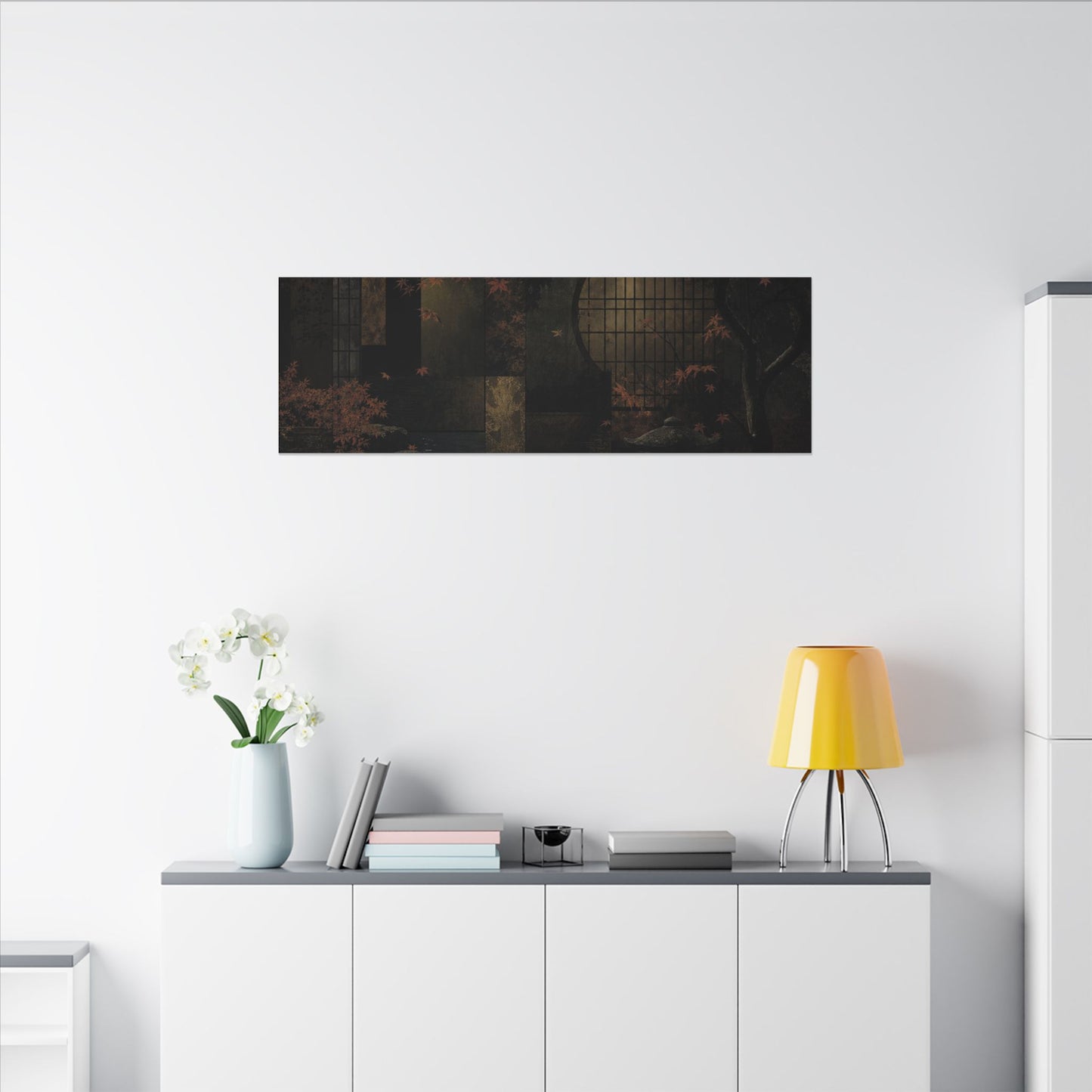 Moonlight Moonlit Garden Canvas Art - Dark Japandi Shibui