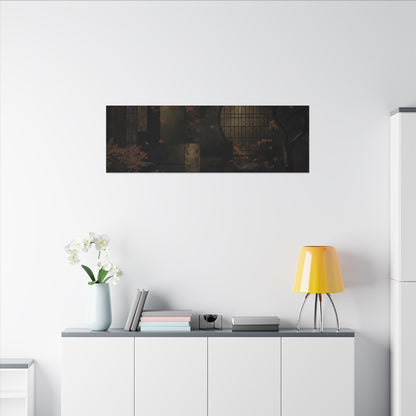 Moonlight Moonlit Garden Canvas Art - Dark Japandi Shibui