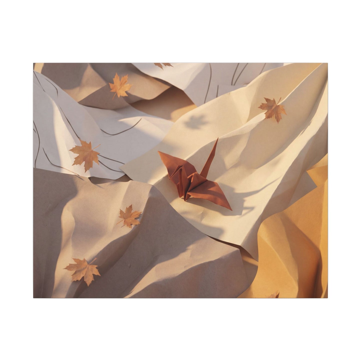 Autumn Paper Fold Minimal Line Canvas Art | Cozy Decor