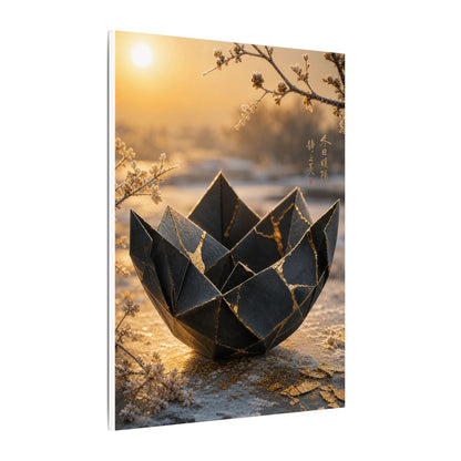 Kintsugi Paper Fold in Golden Hour | Gold Repair Canvas Art