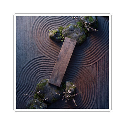 Dark Japandi Rock Garden in Dawn | Moody Minimal Sticker