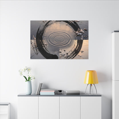 Winter Water Ripple Enso Canvas Art | Tranquil Decor