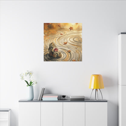 Autumn Rock Garden Watercolor Canvas Art | Neutral Decor