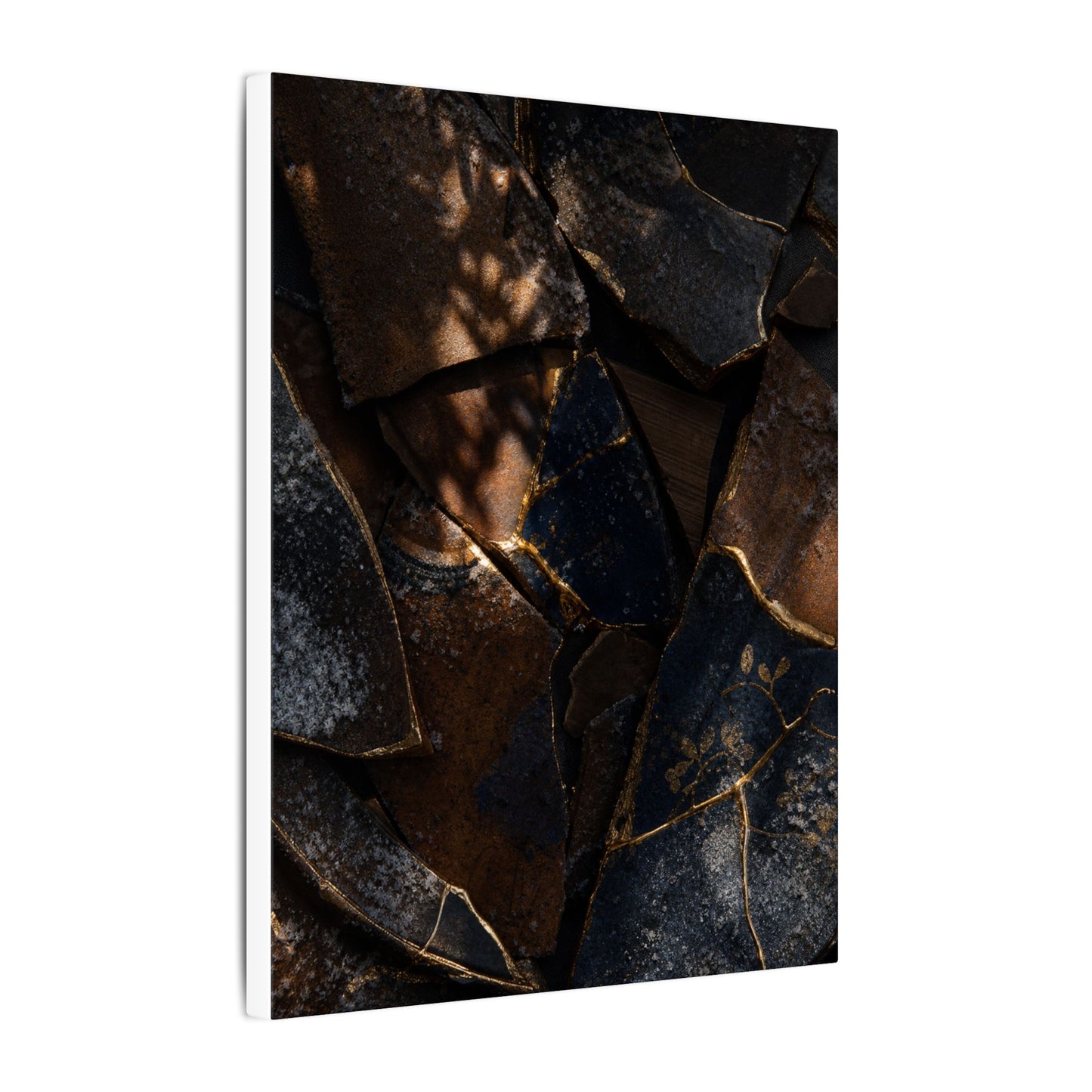 Fukinsei Broken Pottery Canvas Art - Dark Japandi Dark Texture