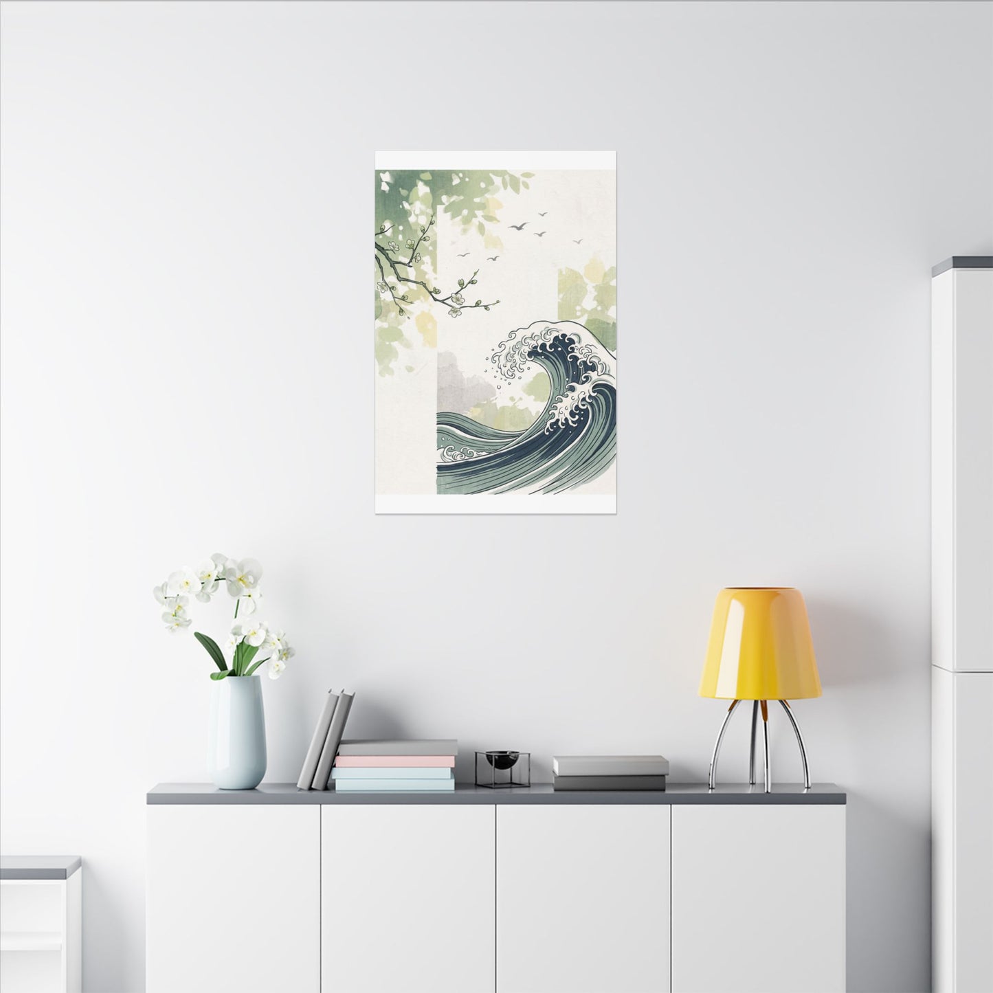 Spring Ocean Wave Ukiyo E Inspired Canvas Art | Serene Decor