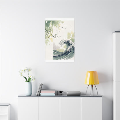 Spring Ocean Wave Ukiyo E Inspired Canvas Art | Serene Decor