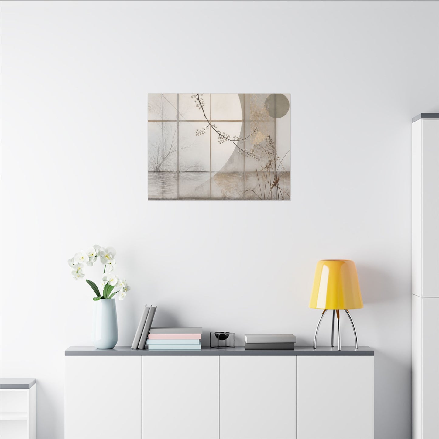 Winter Shoji Screen Japanese Pattern Canvas Art | Elegant Decor