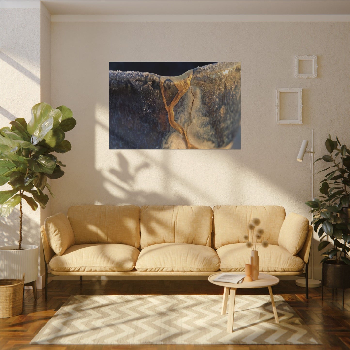 Winter Ceramic Bowl Gold Vein Canvas Art | Healing Decor