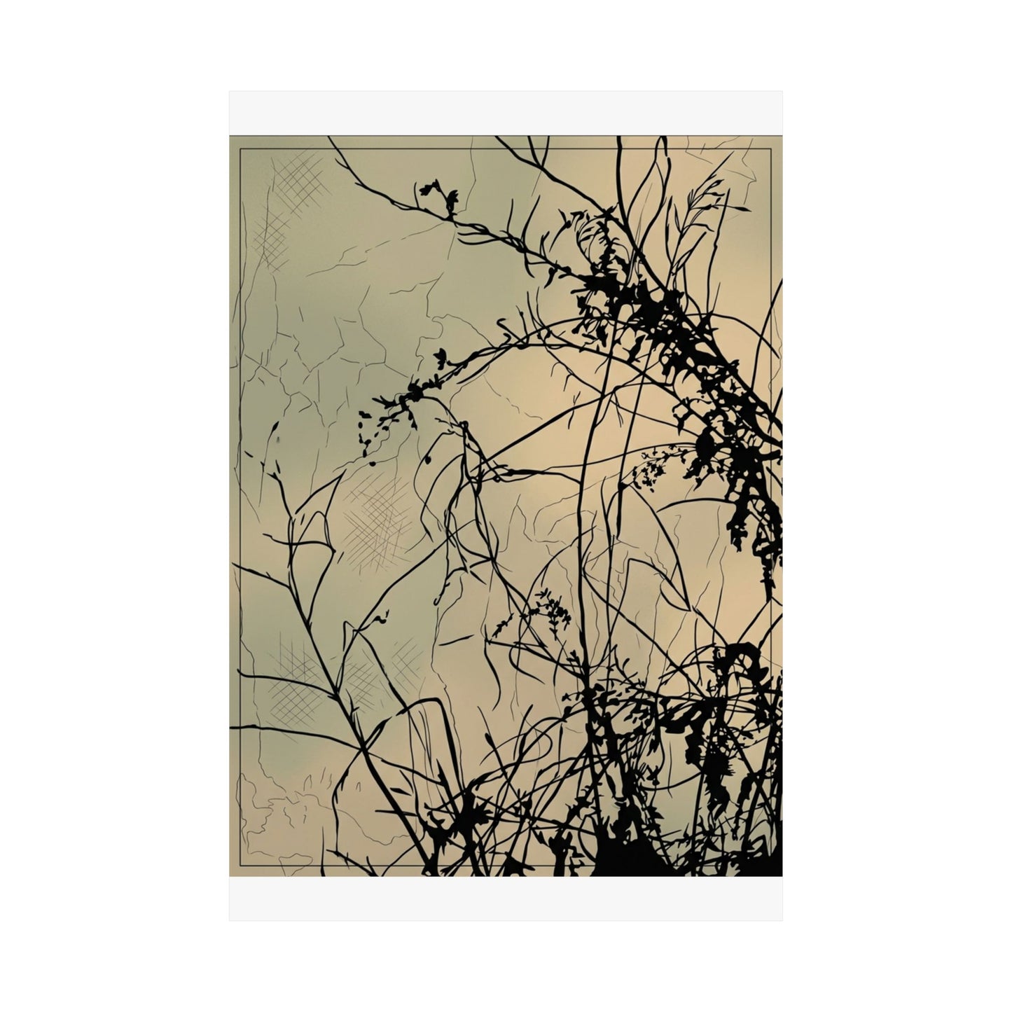 Golden Hour Shadow Play Wall Art Print - Japandi Mono No Aware