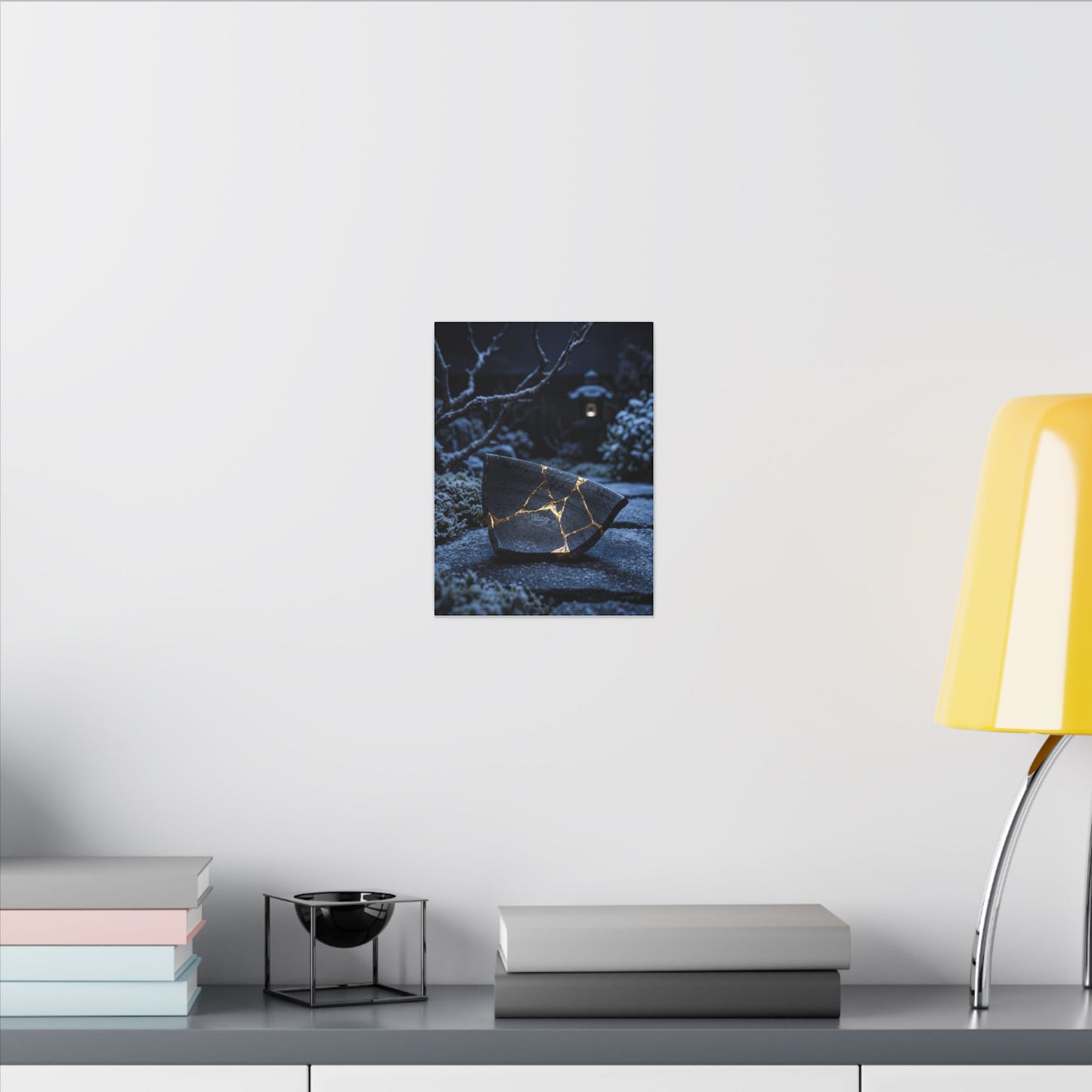 Moonlit Garden Winter Canvas Art | Kintsugi Artful Design