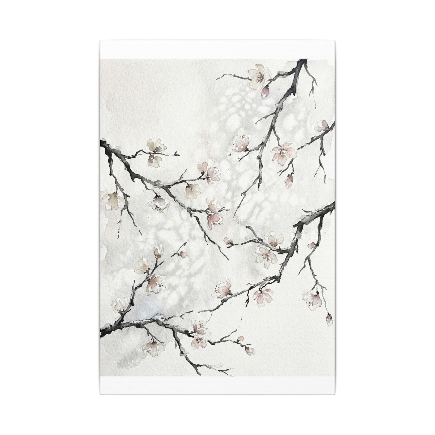 Cherry Blossom Canvas Art | Winter Japandi Watercolor Art
