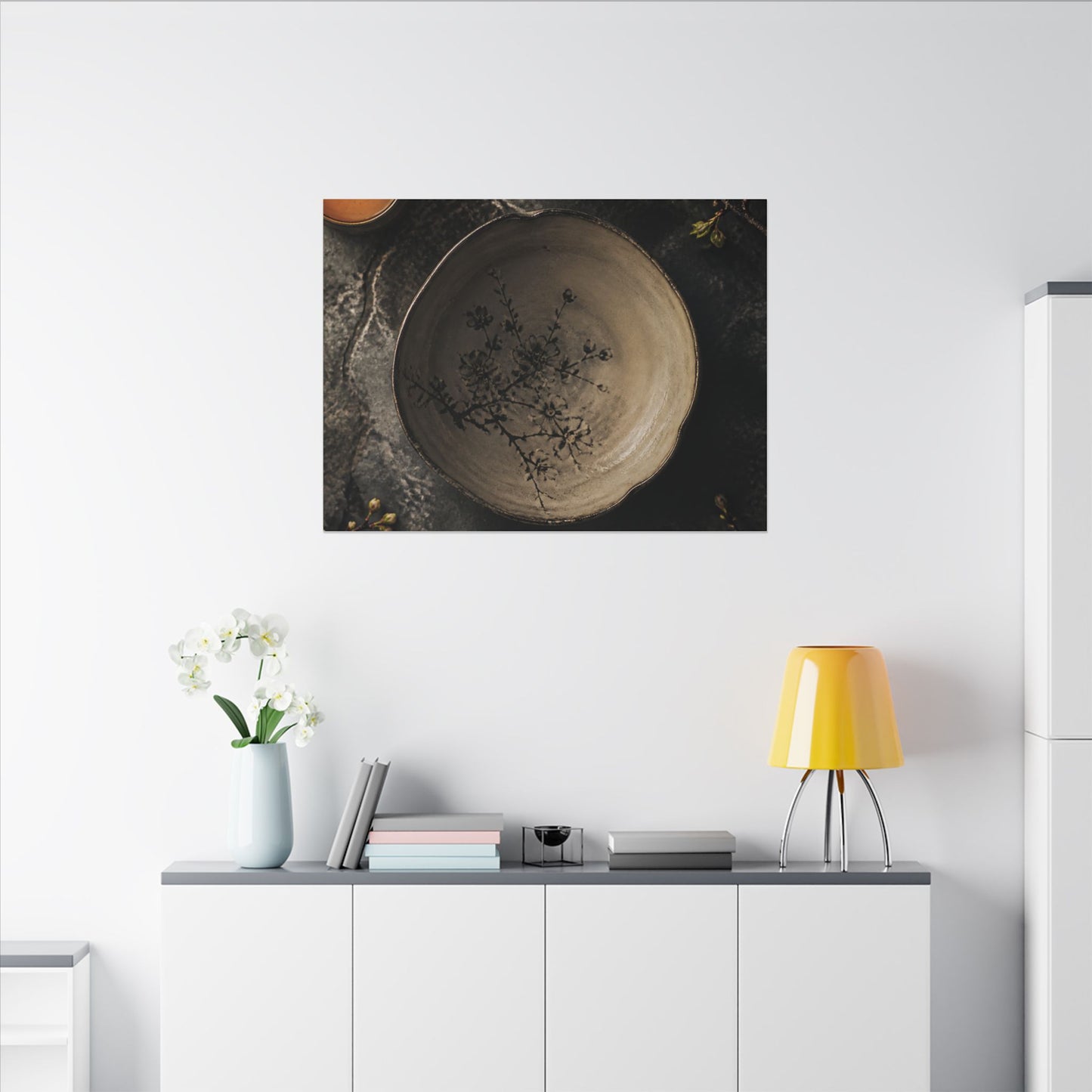 Ceramic Bowl Spring Canvas Art | Japandi Earthy Design