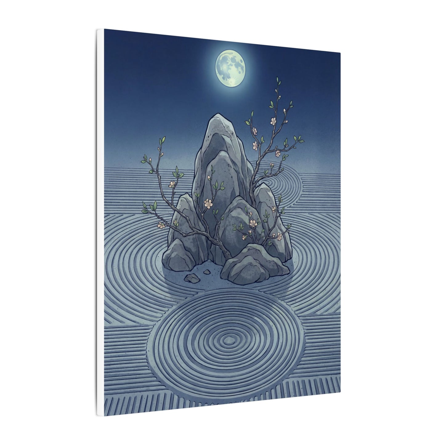 Spring Rock Garden Ukiyo E Inspired Canvas Art | Tranquil Decor