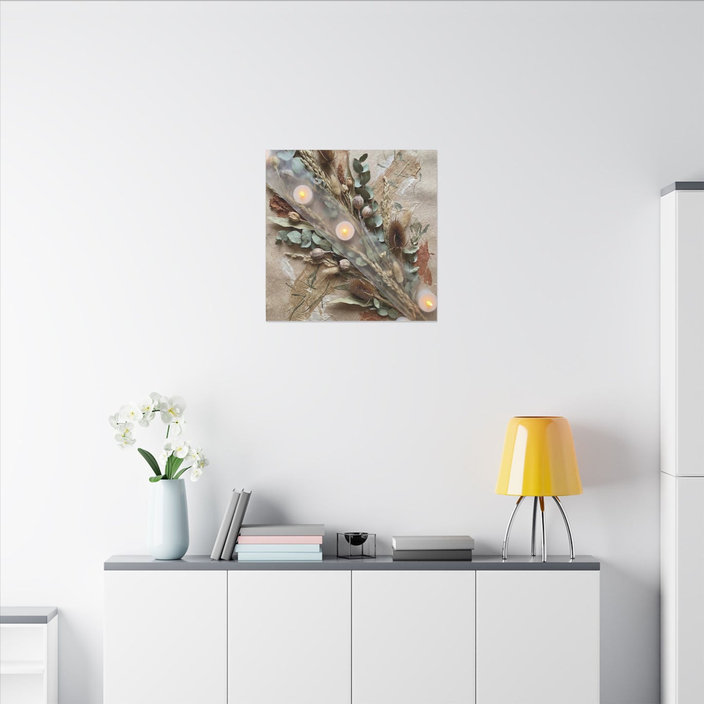 Candlelight Dried Flowers Canvas Art - Japandi Kanso