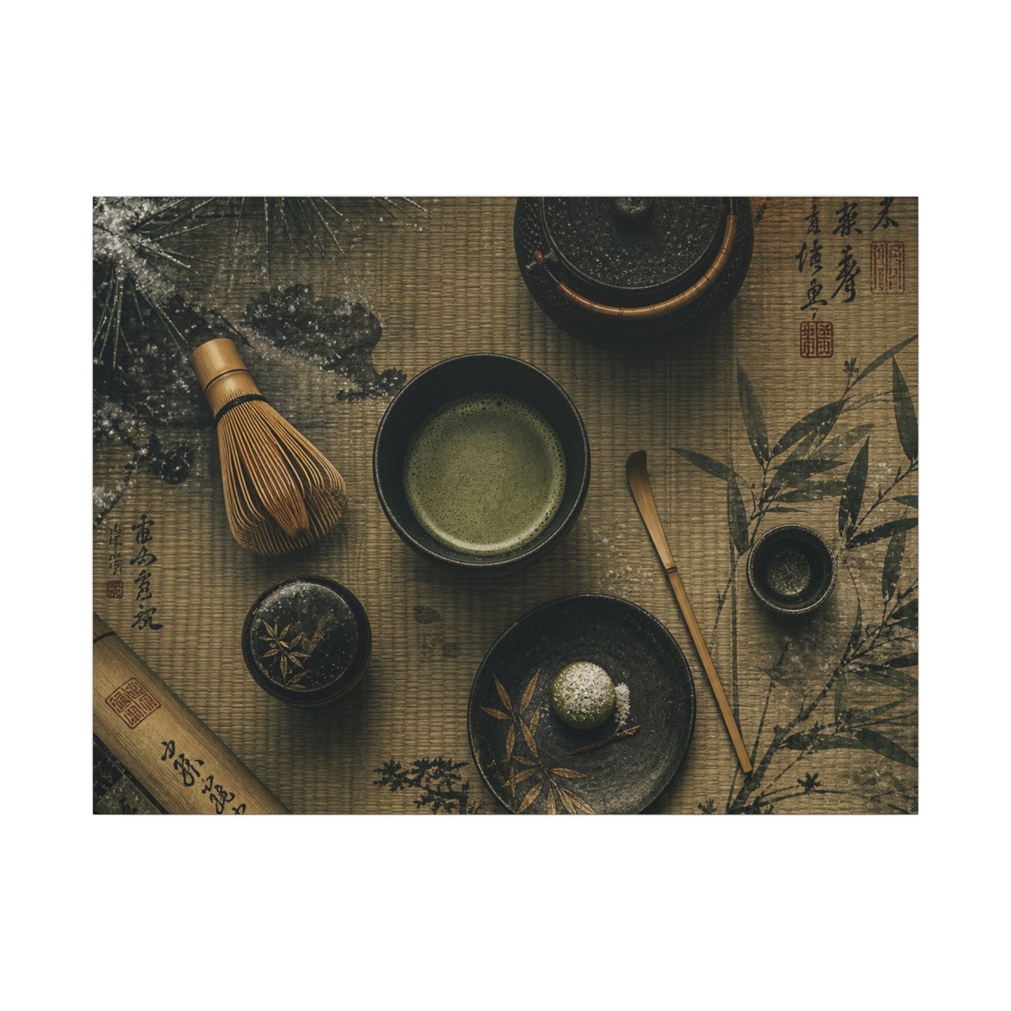 Tea Ceremony Canvas Art | Winter Zen Ukiyo E Inspired Art
