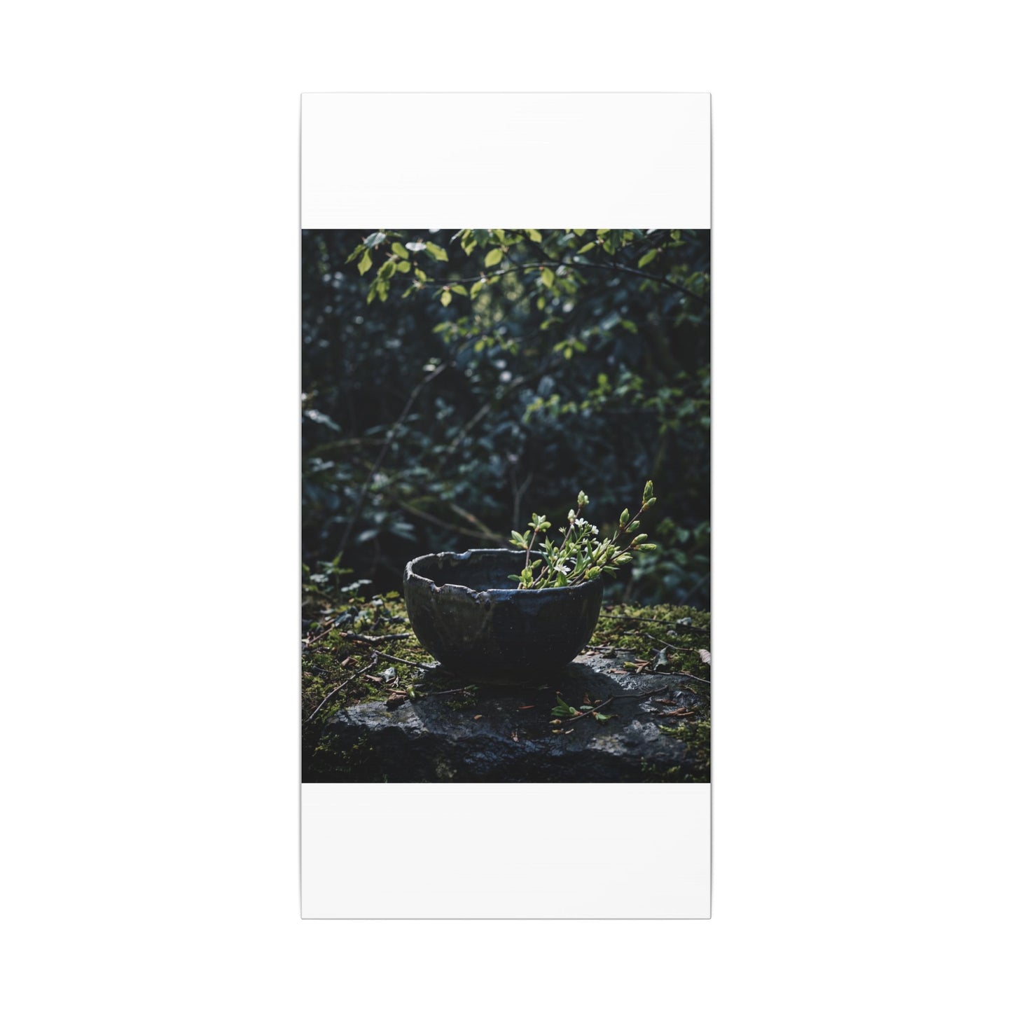Dappled Ceramic Bowl Canvas Art - Dark Japandi Datsuzoku