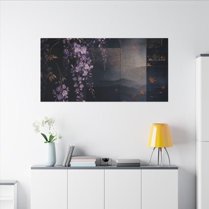 Dawn Wisteria Canvas Art - Dark Japandi Fukinsei