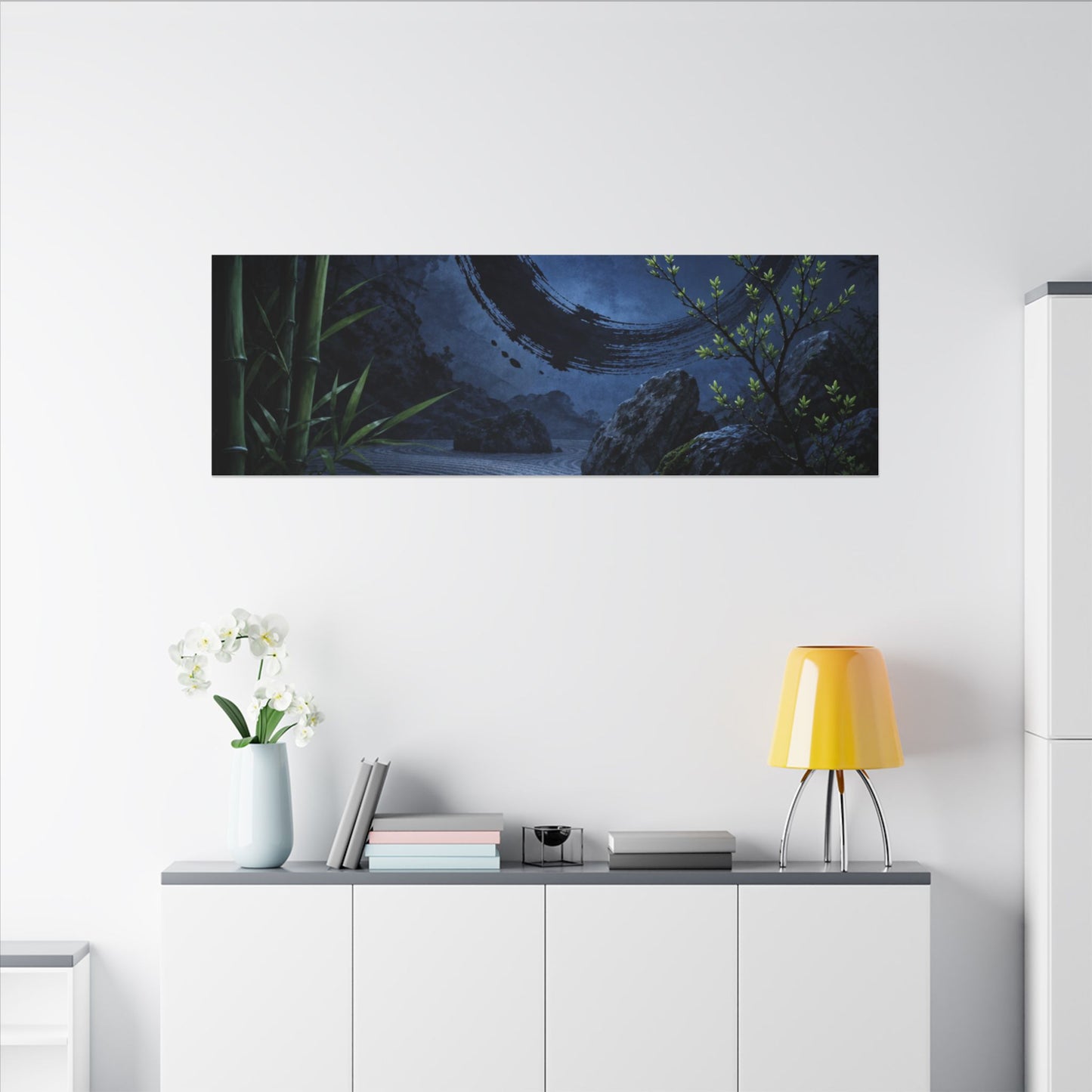 Serene Rock Garden Canvas Art - Enso Zen