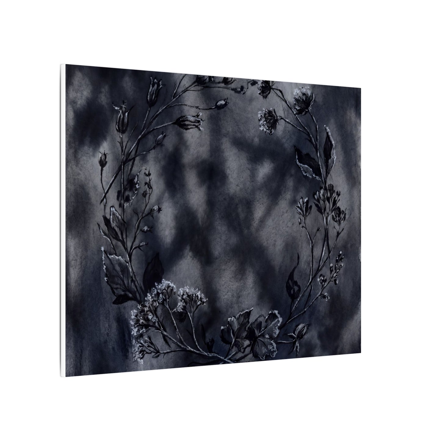 Dried Flowers Canvas Art | Winter Dark Japandi Shadow Zen Art