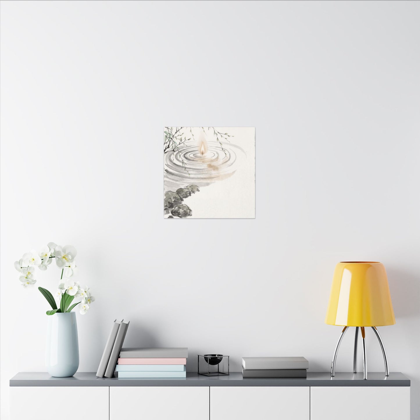 Water Ripple Sumi E Canvas Art | Tranquil Zen Art