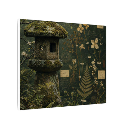 Spring Stone Lantern Herbarium Canvas Art | Nostalgic Decor