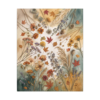 Dried Flowers Canvas Art | Autumn Japandi Watercolor Art