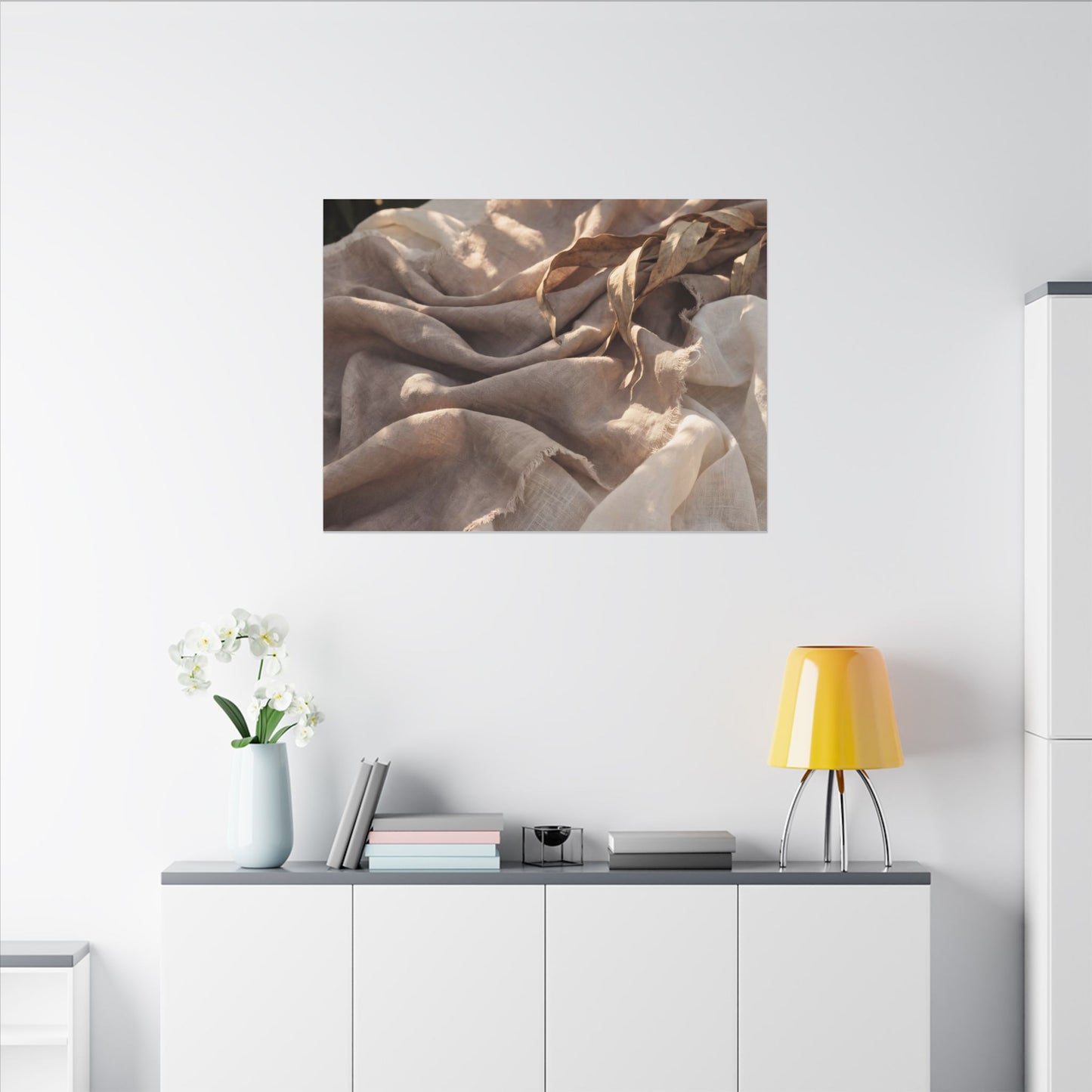 Silk Drape Summer Canvas Art | Japandi Neutral Design