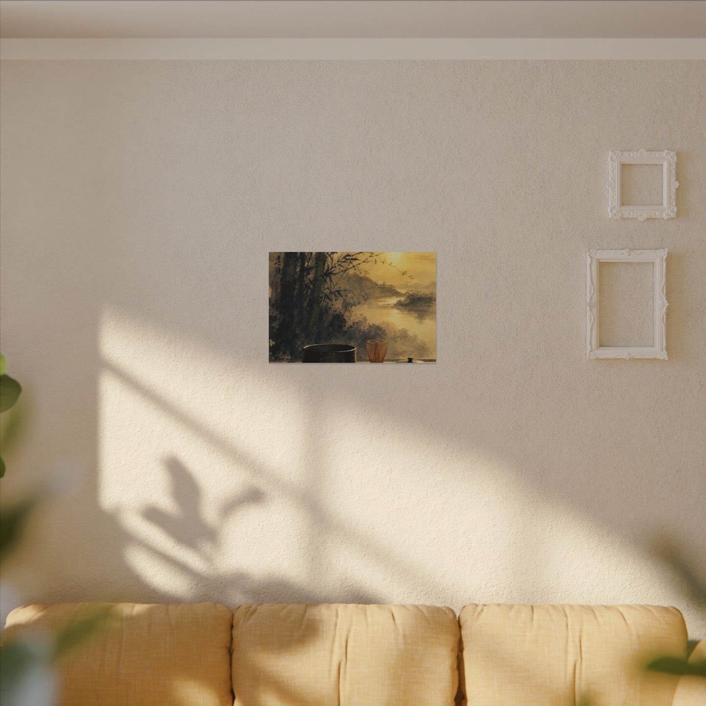 Tea Ceremony Sumi E Canvas Art | Contemplative Zen Art
