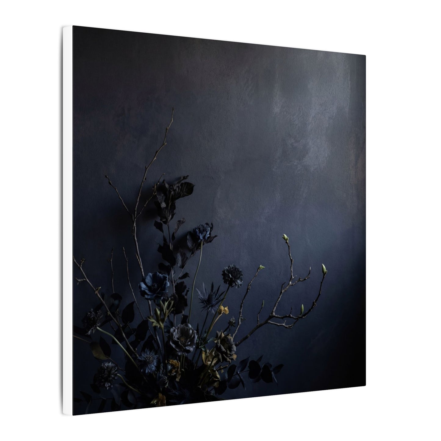 Dried Flowers Spring Canvas Art | Dark Japandi Moody Design