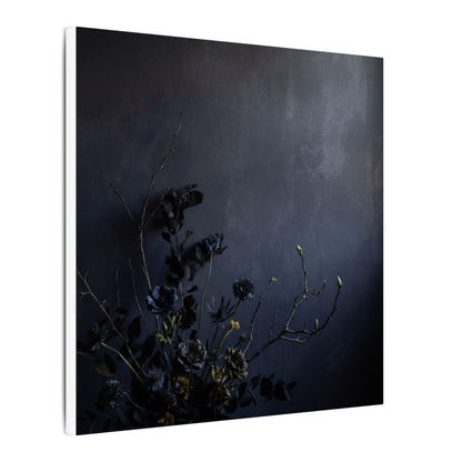 Dried Flowers Spring Canvas Art | Dark Japandi Moody Design