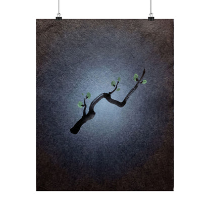 Moonlight Ink Brushstroke Wall Art Print - Dark Japandi Ma Art Print