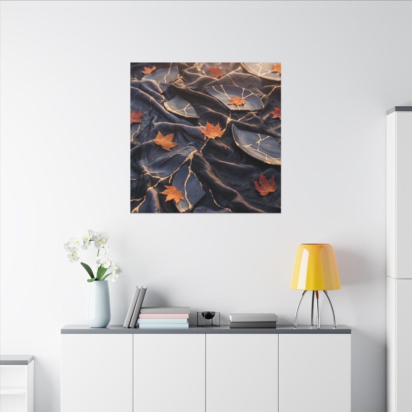 Golden Hour Silk Drape Canvas Art - Kintsugi Shibui